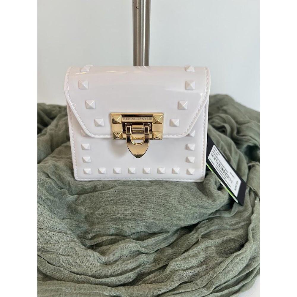 Kendall + Kylie White Studded Silicon Mini Purse with Gold Chain